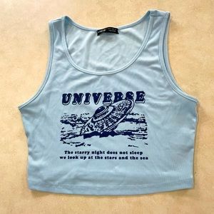 Space cropped tank top